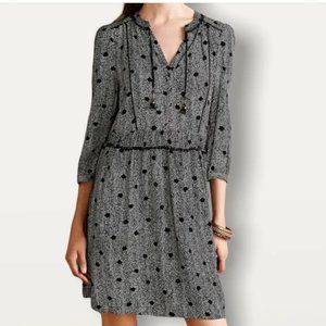 Maeve - Black & White Chevron & Polka Dot Dress w/ Lace Trim & Tassels Size XS